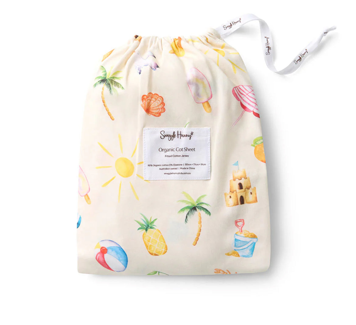 Beach Fun Organic Fitted Cot Sheet