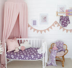 Midnight Swan Organic Fitted Cot Sheet