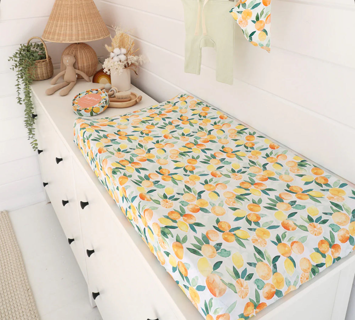 Citrus Squeeze Organic Bassinet Sheet / Change Pad Cover
