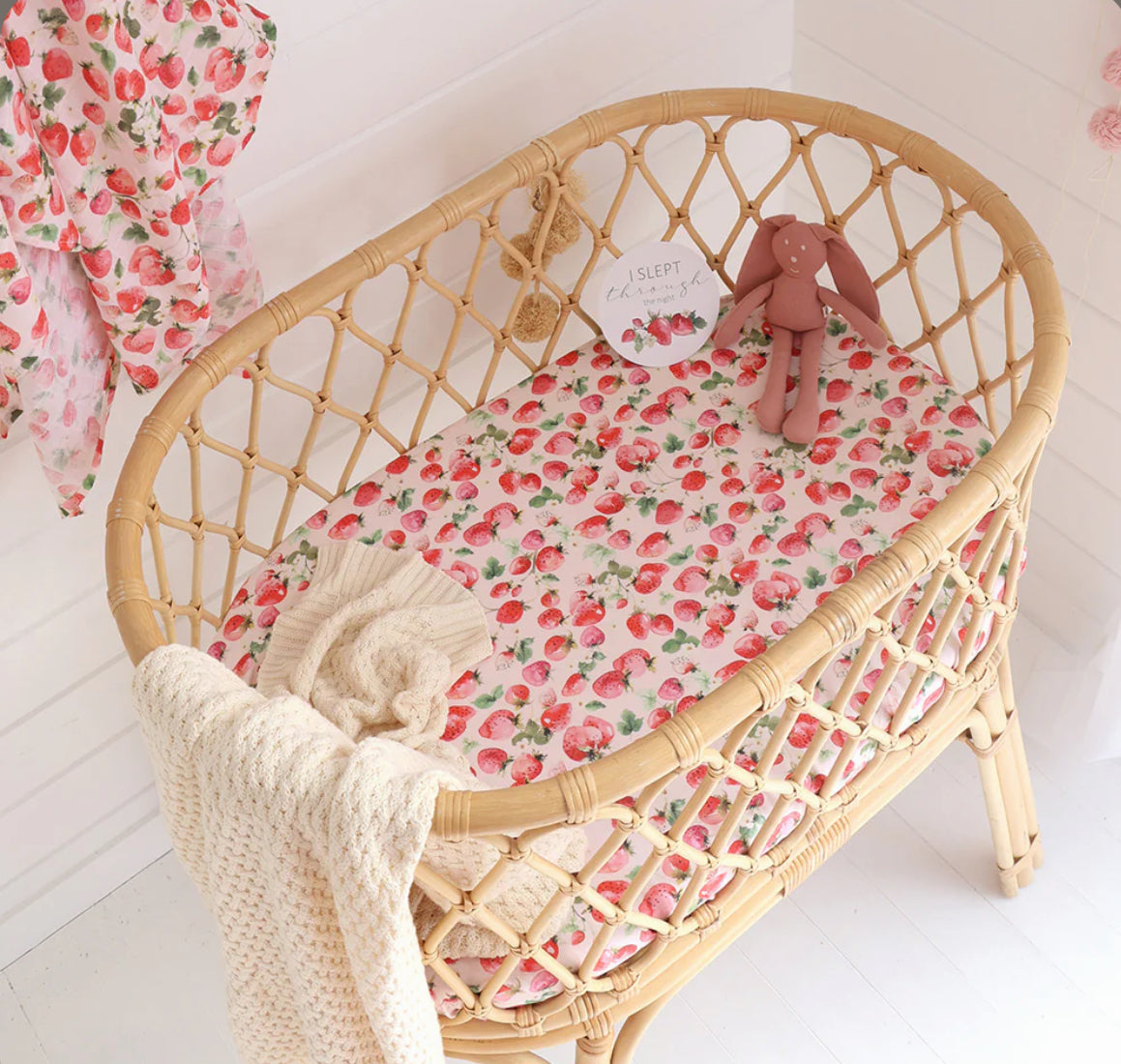 Strawberry Organic Bassinet Sheet / Change Pad Cover