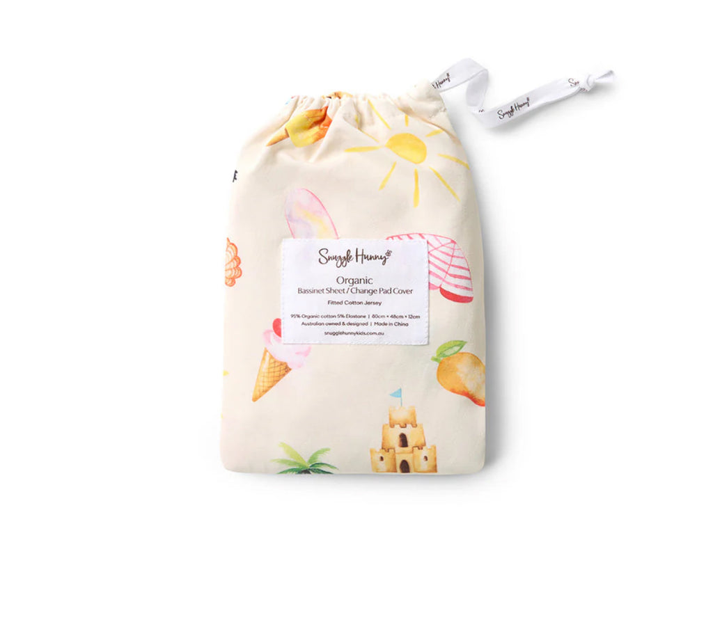 Beach Fun Organic Fitted Bassinet Sheet / Change Pad Cover