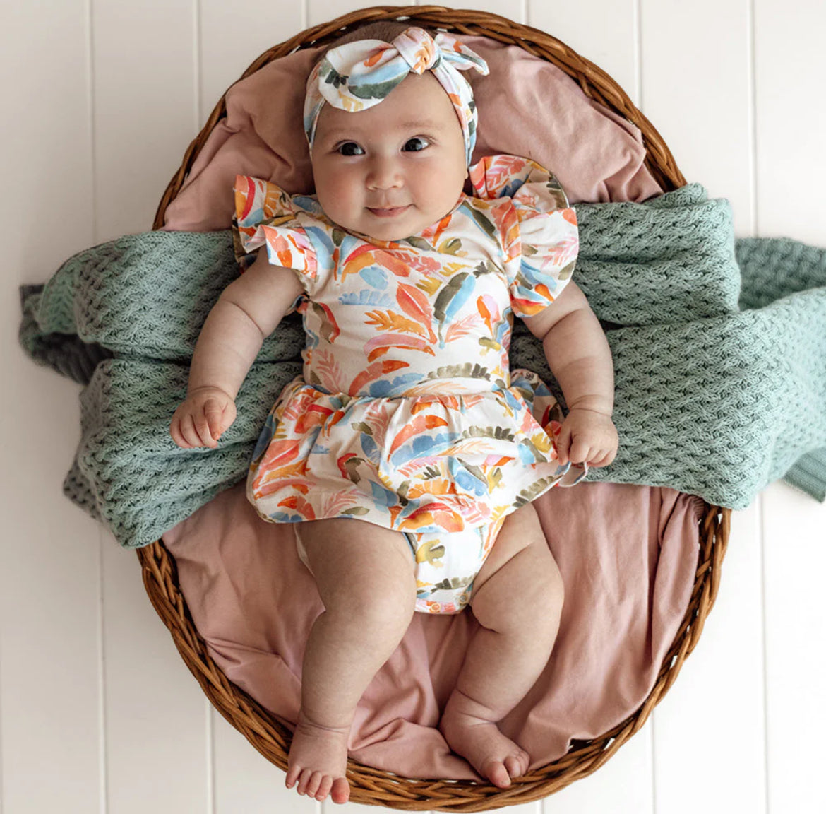 Summer Palm Short Sleeve Organic Dress