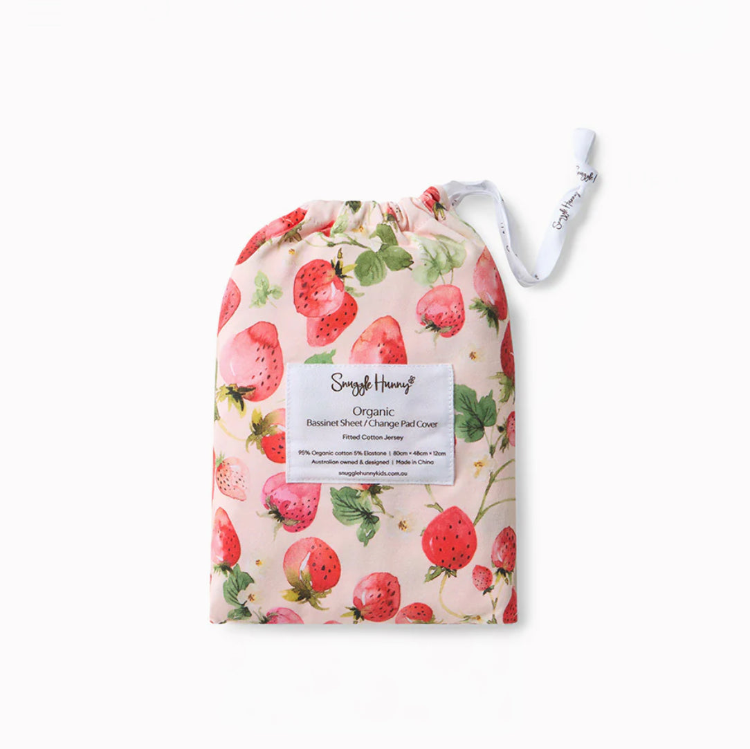 Strawberry Organic Bassinet Sheet / Change Pad Cover