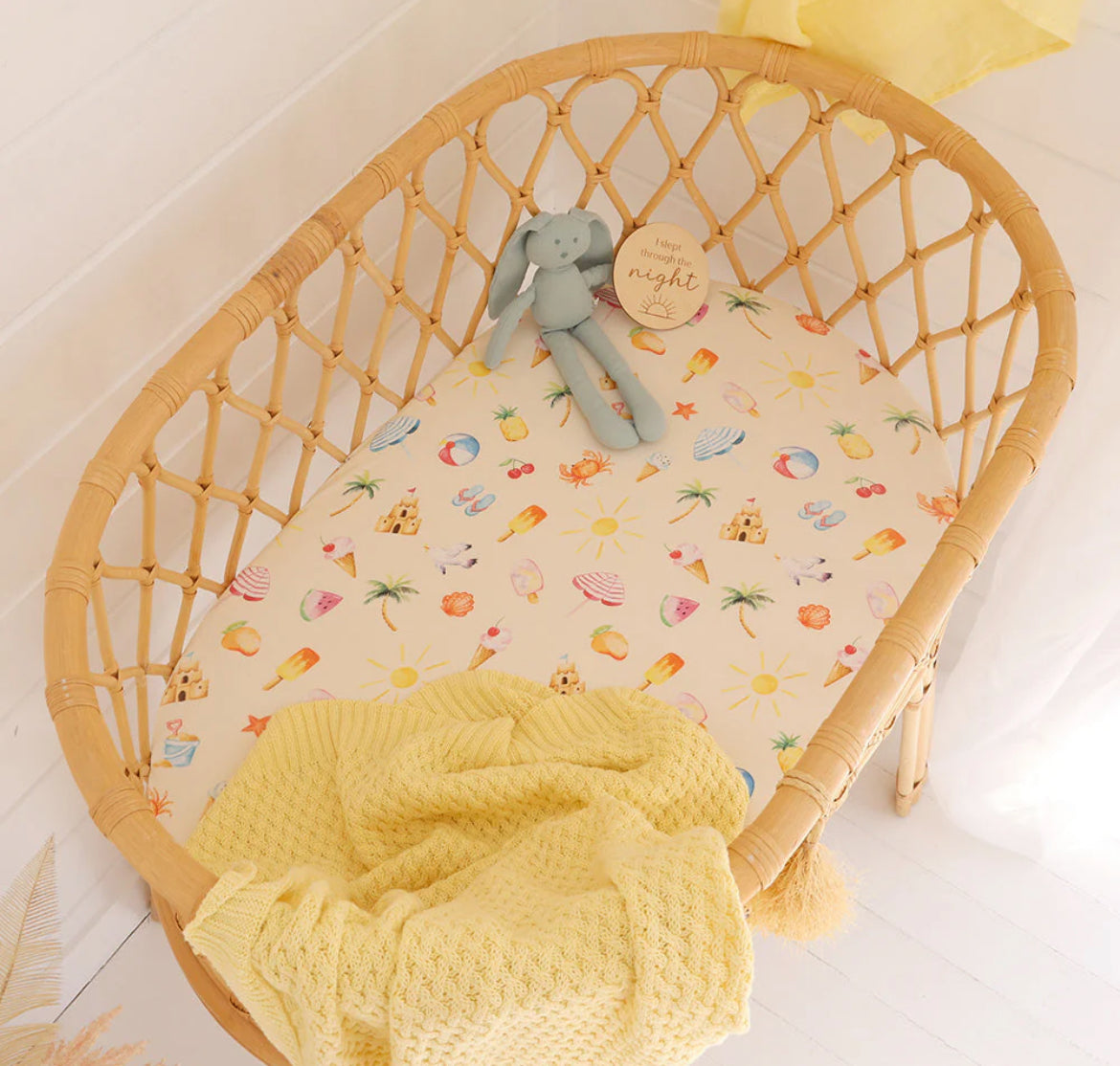 Beach Fun Organic Fitted Bassinet Sheet / Change Pad Cover