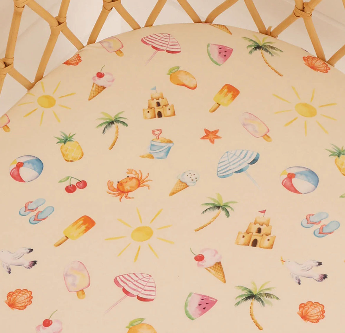 Beach Fun Organic Fitted Bassinet Sheet / Change Pad Cover