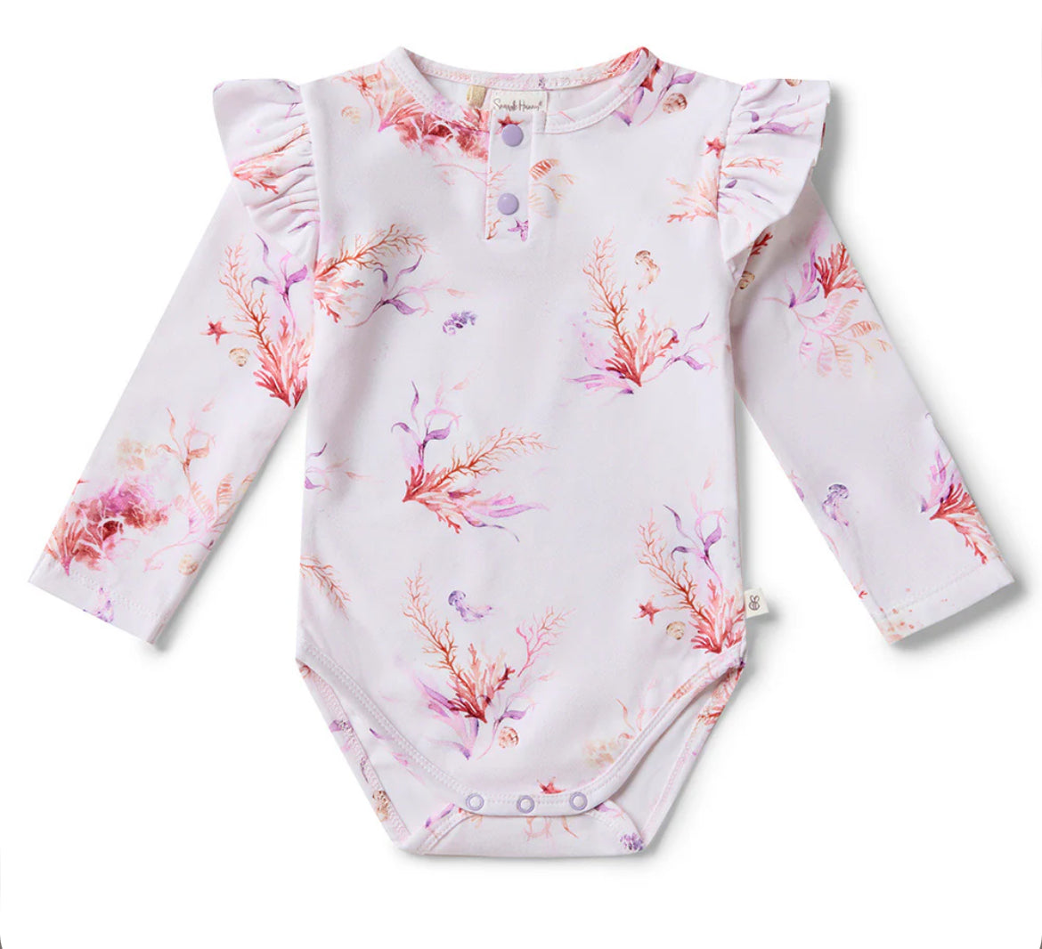 Coral Long Sleev Bodysuit w Frill