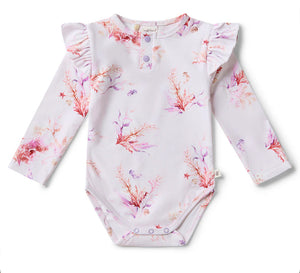 Coral Long Sleev Bodysuit w Frill
