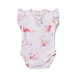 Coral Short Sleeve Organic Bodysuit with Frill