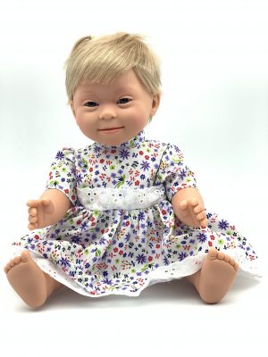 Doll with Down syndrome features 40cm short hair girl -blonde