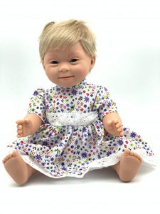 Doll with Down syndrome features 40cm short hair girl -blonde