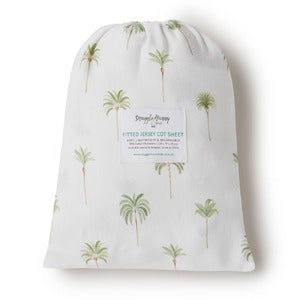 Green Palm Fitted Cot Sheet