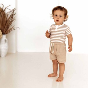 Pebble Stripe Short Sleeve Organic Bodysuit