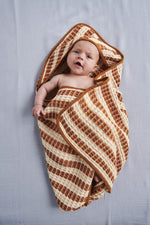Tan Cream Stripe Waffle Baby Towel One Size