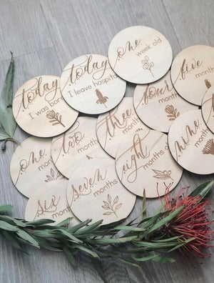 Australiana Wooden Month Milestone Discs