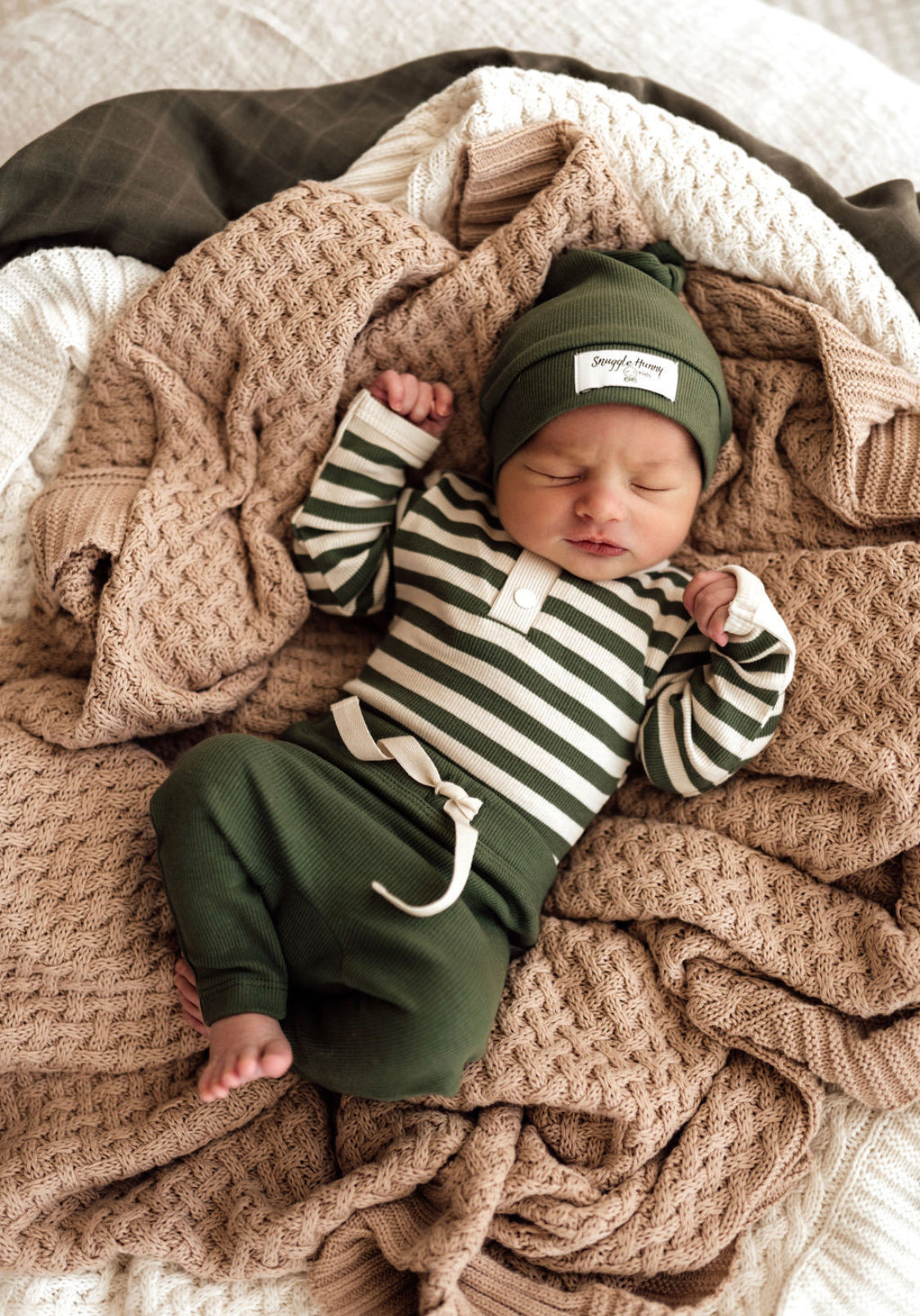 Olive Stripe Long Sleeve Bodysuit