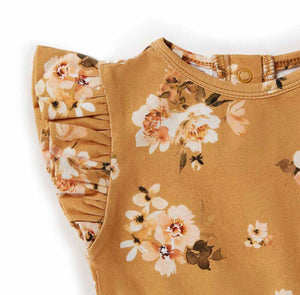 Golden Flower Short Sleeve Organic Bodysuit Certified Organic Cotton