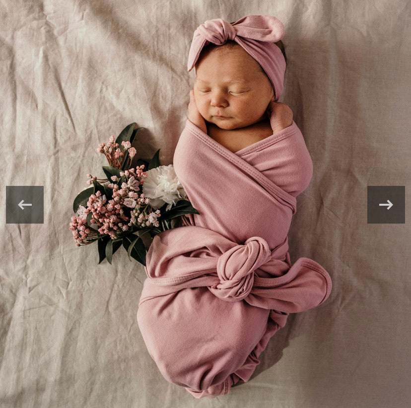 Baby Jersey Wrap + Topknot Set - Jewel