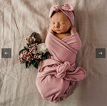 Baby Jersey Wrap + Topknot Set - Jewel