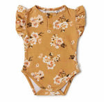 Golden Flower Short Sleeve Organic Bodysuit Certified Organic Cotton