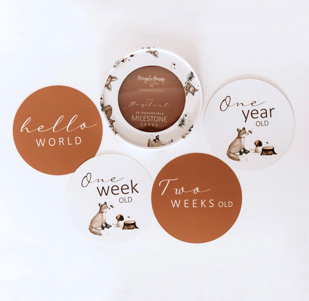 Fox & Hazelnut Reversible Milestone Cards
