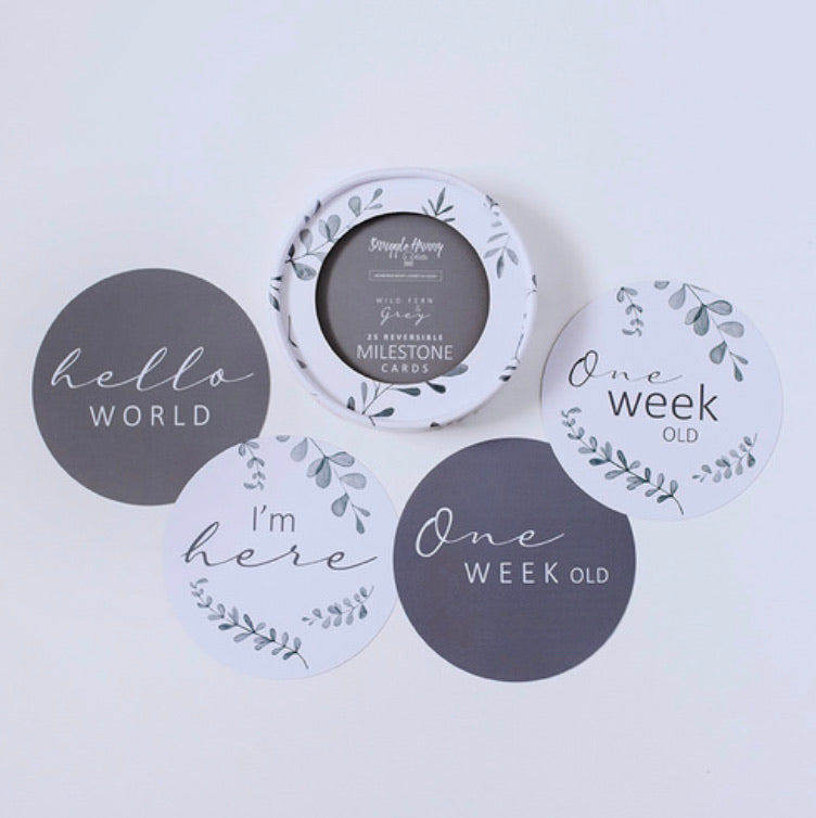 Wild Fern & Grey Milestone Cards