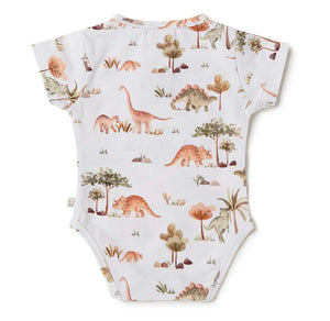 Dino Short Sleeve Organic Bodysuit Certified Organic Cotton