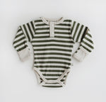 Olive Stripe Long Sleeve Bodysuit