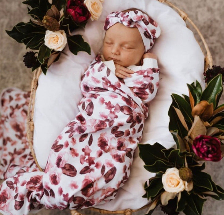 Fleur Jersey Wrap & Topknot Set