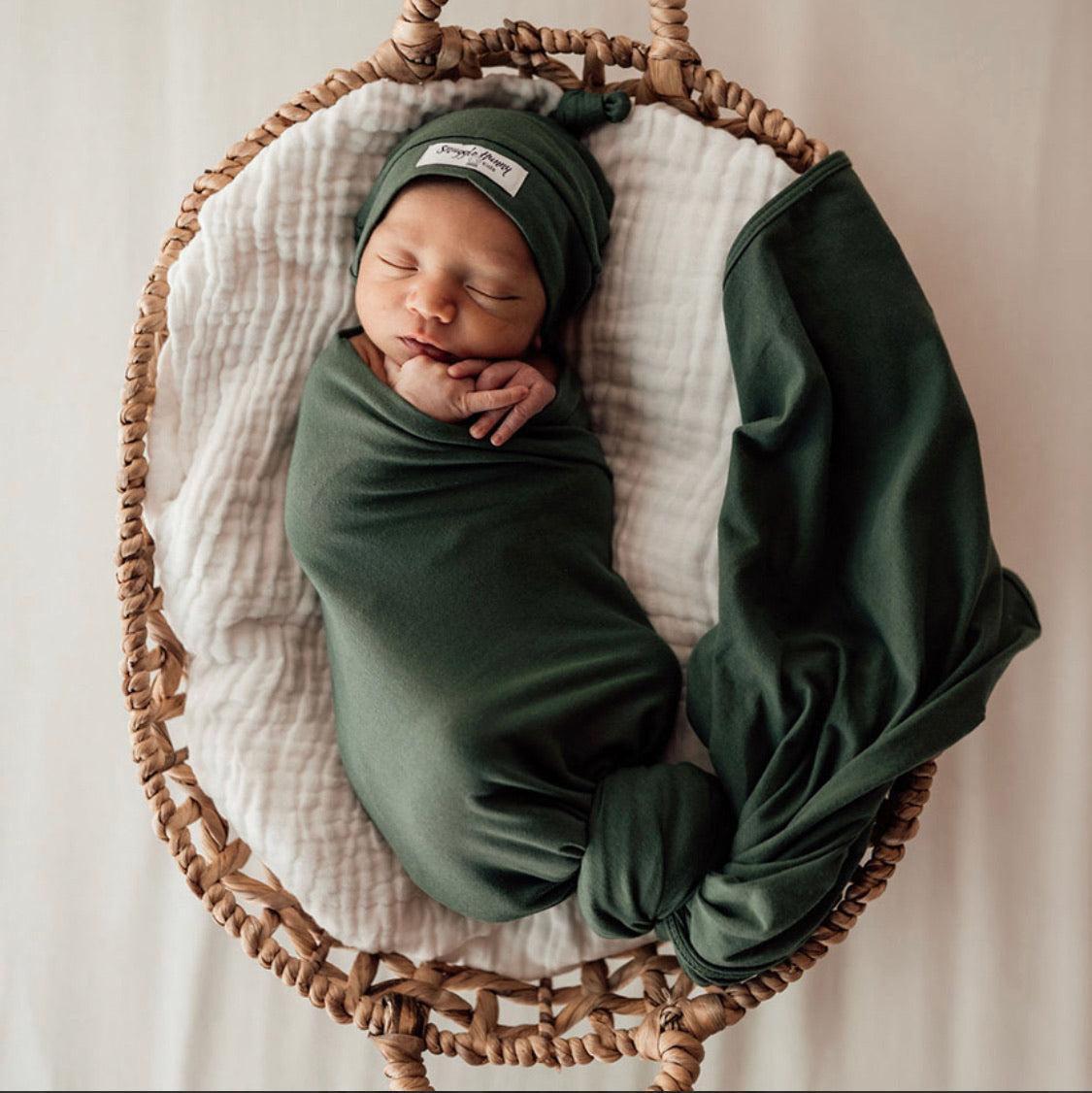 Olive | Baby Jersey Wrap & Beanie Set