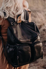 OiOi Faux Leather Nappy Backpack - Black