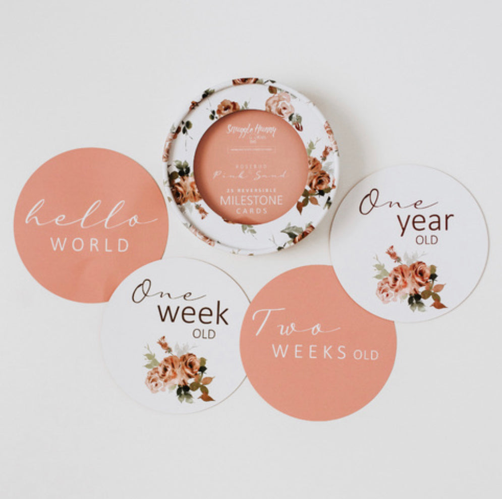 Rosebud & Pink Sand Reversible Milestone Cards