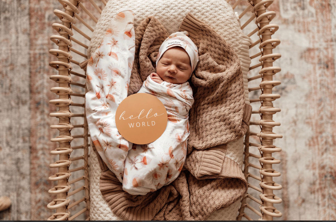 Paradise | Baby Jersey Wrap & Beanie Set