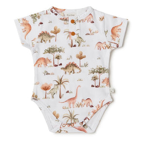 Dino Short Sleeve Organic Bodysuit Certified Organic Cotton