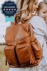 OiOi Faux Leather Nappy Backpack - Tan
