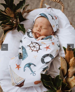 Snuggle Swaddle + Beanie Set - Shipwrecked