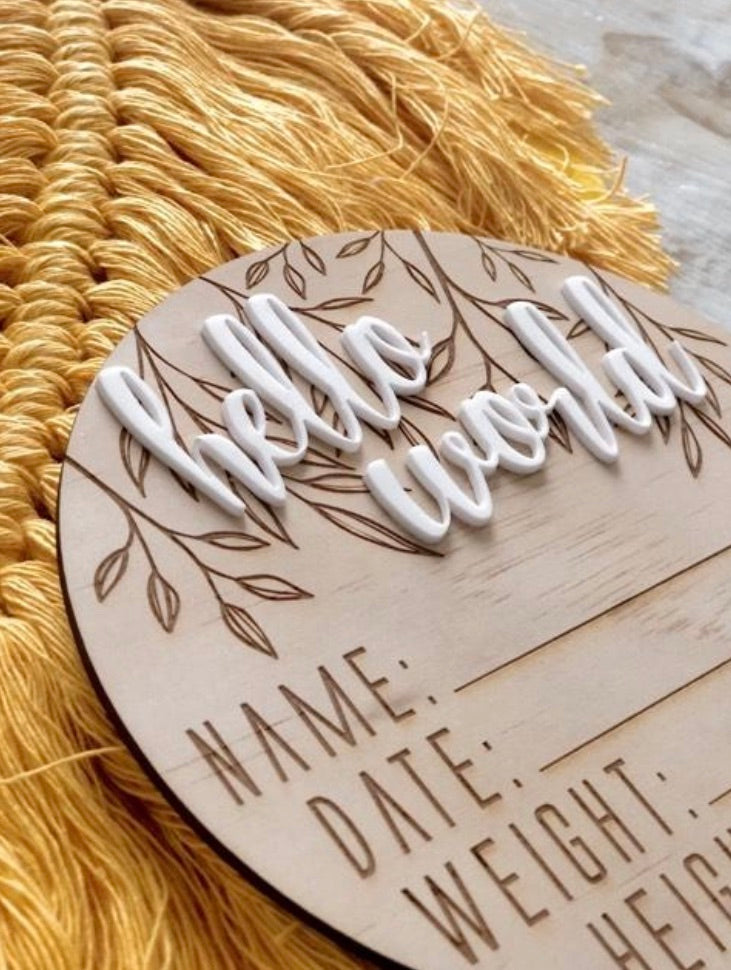 Hello World - Birth Announcement Disc