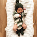 Olive Stripe Long Sleeve Bodysuit