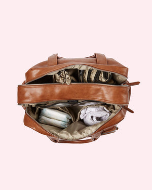 Faux Leather Carry All Nappy Bag - Tan