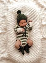 Olive Stripe Long Sleeve Bodysuit