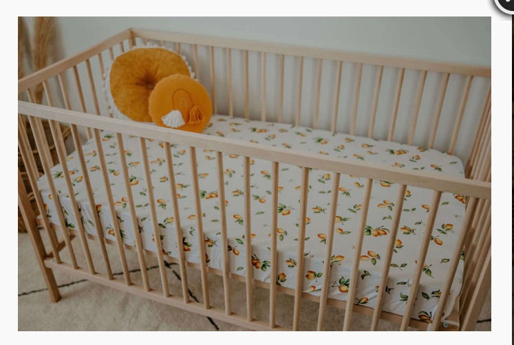 Fitted Cot Sheet - Lemon