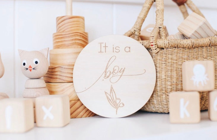 It’s a boy! Gumnut Gender Announcement Disc