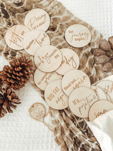 WOODEN IVF MILESTONE CARD DISCS - CLASSIC