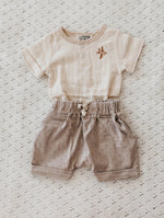 RIBBED SHORTS TAUPE DOTTY