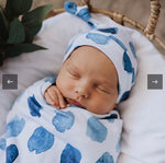 Snuggle Swaddle + Beanie Set - Ocean Skies