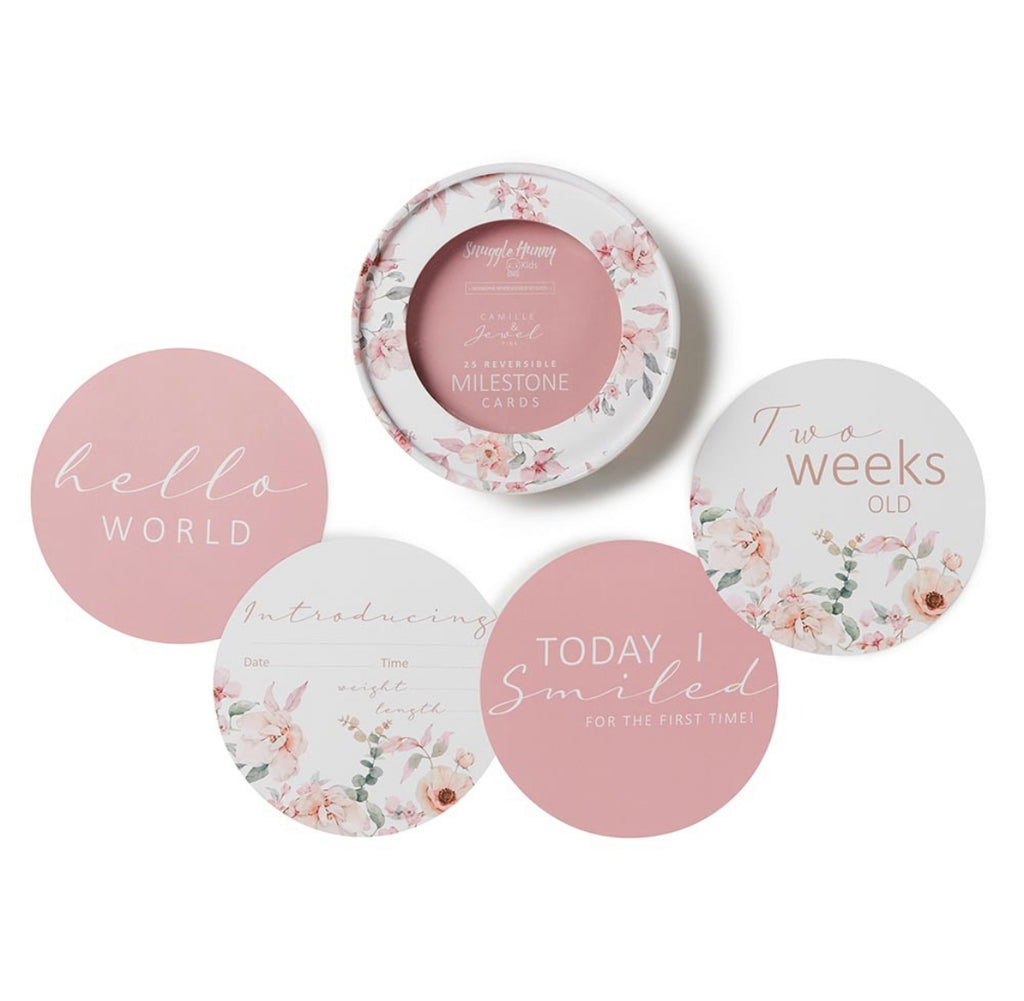 Camille & Jewel Pink Reversible Milestone Cards