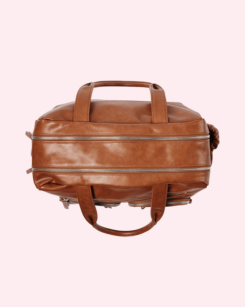 Faux Leather Carry All Nappy Bag - Tan