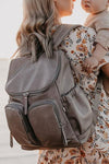 Faux Leather Nappy Backpack - Taupe