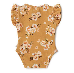 Golden Flower Short Sleeve Organic Bodysuit Certified Organic Cotton