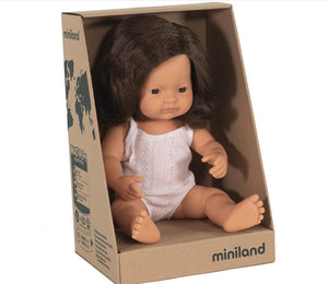 Miniland Doll - Brunette Girl 38cm - Boxed