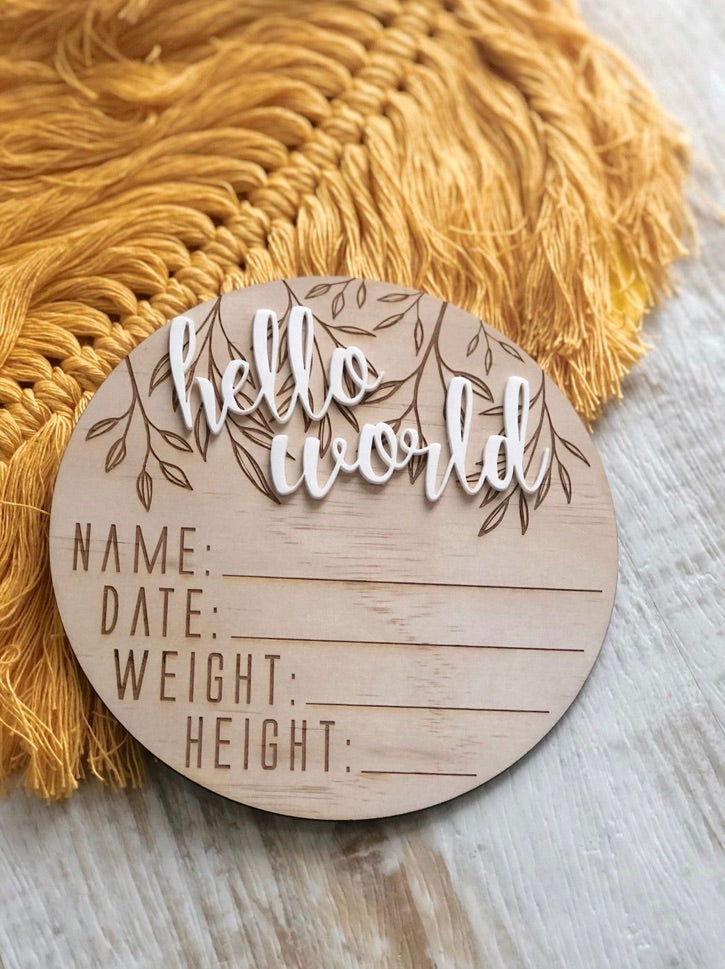 Hello World - Birth Announcement Disc